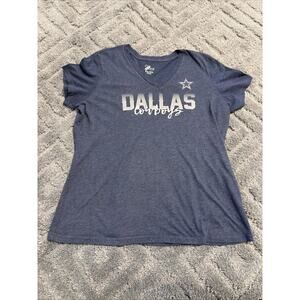 DALLAS COWBOYS G 3 For Her APPAREL WOMEN'S V Neck T SHIRT XXL BLUE Excellent